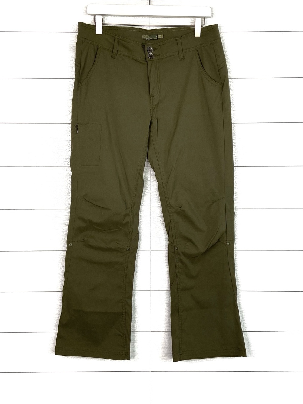 PRANA Halle Pant Convertible Hiking Outdoor Nylon Olive Green 10 Short